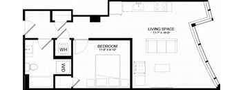 1E Floor Plan at The Oxford Apartments, Maryland