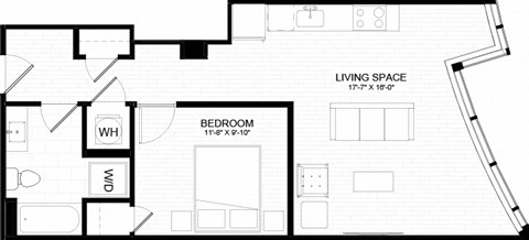 1E Floor Plan at The Oxford Apartments, Maryland