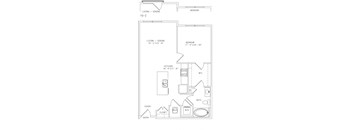 2-A4 1 Bed 1 Bath Floor Plan at Mira Upper Rock, Rockville, 20850