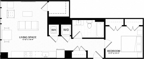 1G-1 Floor Plan at The Oxford Apartments, Oxon Hill Maryland