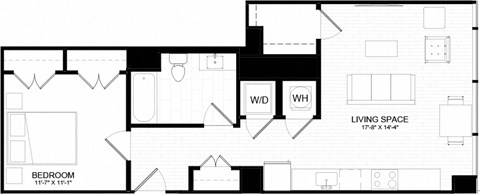 1G Floor Plan at The Oxford Apartments, Oxon Hill, 20745