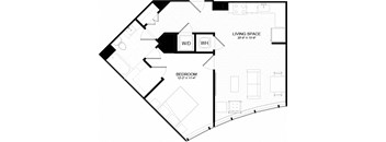 1H Floor Plan at The Oxford Apartments, Oxon Hill
