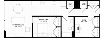 1P Floor Plan at The Oxford Apartments, Oxon Hill, MD 20745