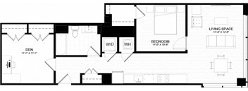 1R Floor Plan at The Oxford Apartments, Oxon Hill, 20745
