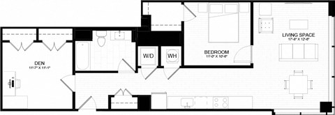1R Floor Plan at The Oxford Apartments, Oxon Hill, 20745