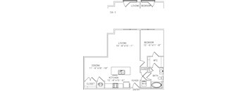2-A12 1 Bed 1 Bath Floor Plan at Mira Upper Rock, Maryland