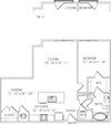 2-A12 1 Bed 1 Bath Floor Plan 2-A12 1 Bed 1 Bath Floor Plan at Mira Upper Rock, Maryland