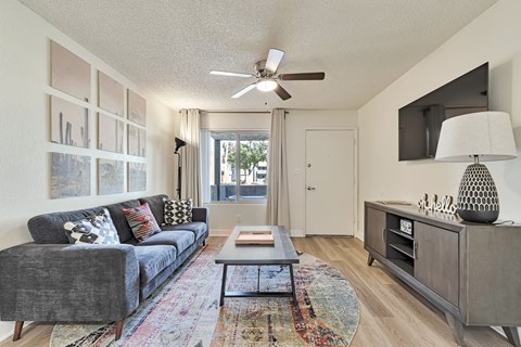 Living Room With TV at Riviera Park, Chandler, AZ 85224