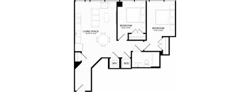 2A -1 Floor Plan at The Oxford Apartments, Maryland