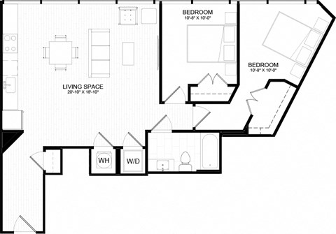 2A Floor Plan at The Oxford Apartments, Oxon Hill