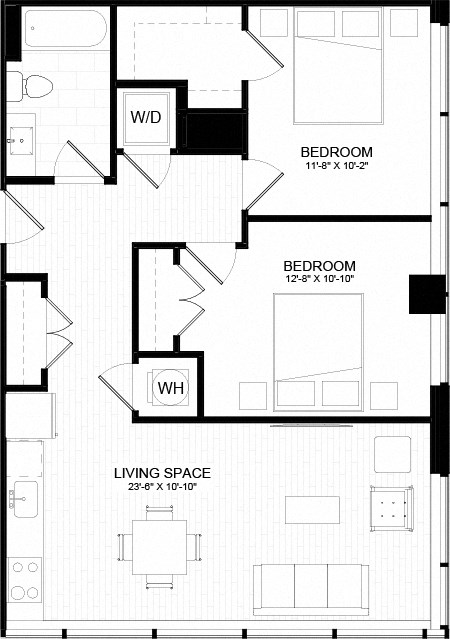 2B Floor Plan at The Oxford Apartments, Maryland, 20745