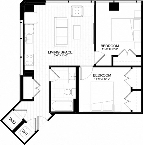 2D Floor Plan at The Oxford Apartments, Oxon Hill, 20745