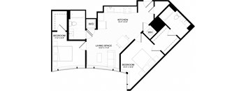 2E Floor Plan at The Oxford Apartments, Oxon Hill Maryland