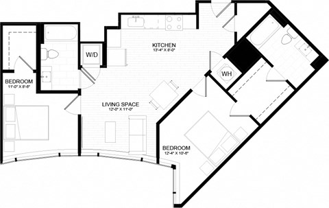 2E Floor Plan at The Oxford Apartments, Oxon Hill Maryland