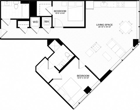2F Floor Plan at The Oxford Apartments, Oxon Hill