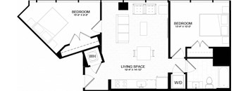 2H Floor Plan at The Oxford Apartments, Maryland, 20745