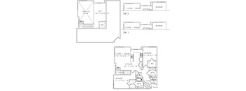 2-B11 2 Bed 2 Bath Floor Plan at Mira Upper Rock, Rockville, Maryland