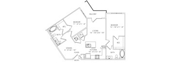 2-B10 2 bedroom 2 bath Floor Plan at Mira Upper Rock, Rockville, 20850
