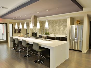 Spacious demonstration kitchen for entertaining at Mira Upper Rock, Rockville, 20850