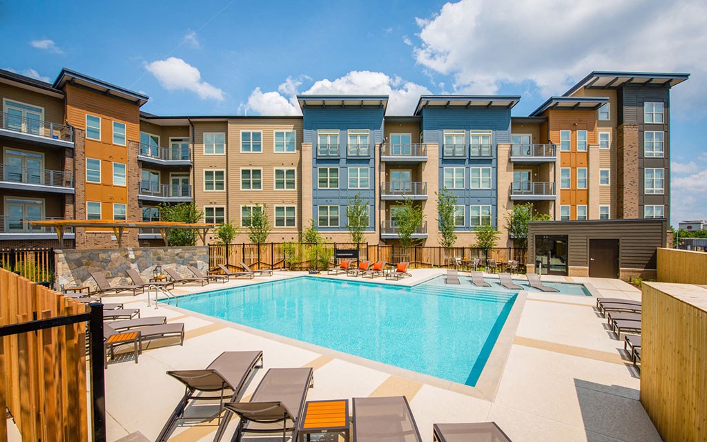 Relaxing Pool Area With Sundeck Relaxing Pool Area With Sundeck at Mira Upper Rock, Rockville, MD