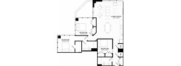 3A Floor Plan at The Oxford Apartments, Oxon Hill, MD 20745