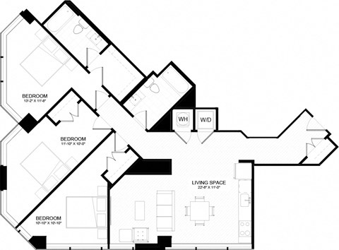 3B Floor Plan at The Oxford Apartments, Oxon Hill, MD