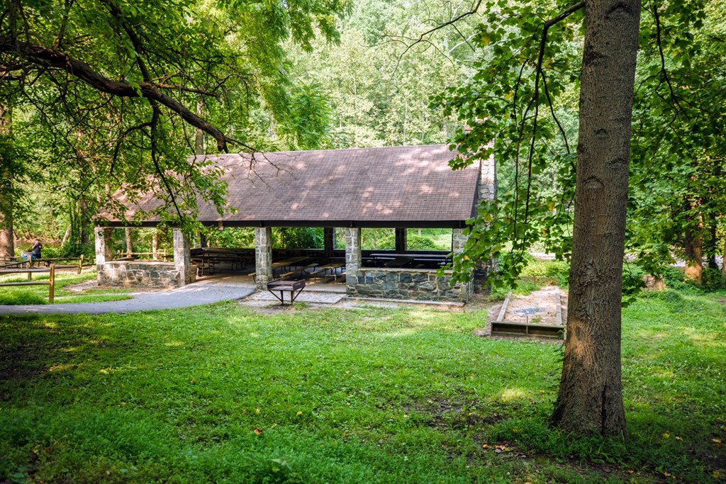 a view of the pavilion from the picnic area