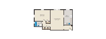1 Bed One Bathroom Floorplan at Falkland Chase, Maryland