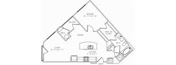 1-A12 1 Bed 1 Bath Floor Plan at Mira Upper Rock, Rockville