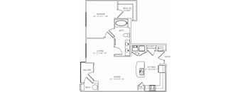 1-A13 1 Bed 1 Bath Floor Plan at Mira Upper Rock, Maryland