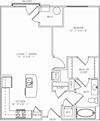 1-A1 1 Bed 1 Bath Floor Plan 1-A1 1 Bed 1 Bath Floor Plan at Mira Upper Rock, Maryland, 20850