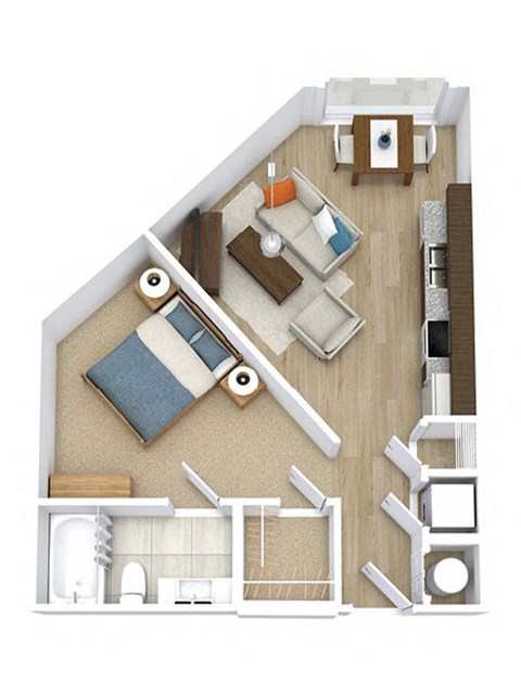 1 bed 1 bath Aria Floor Plan at Ascend Apollo Apartments, Largo, 20774