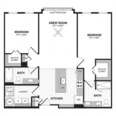 a floor plan of a bedroom apartment