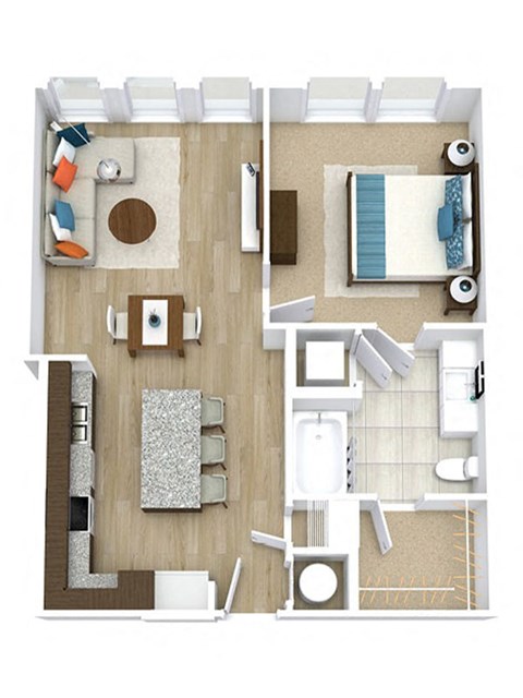 1 bed 1 bath Cosmopolitan Floor Plan at Ascend Apollo Apartments, Largo, Maryland