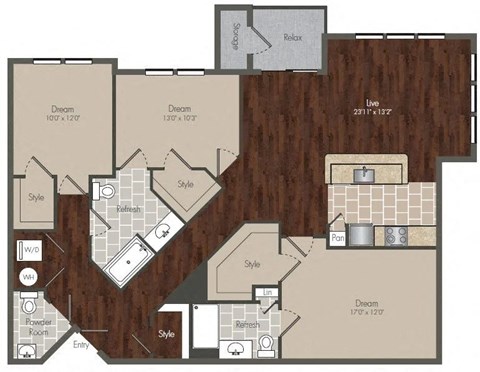 Floorplan E1-Buckman at Prairie Crossing, Farmers Branch, TX