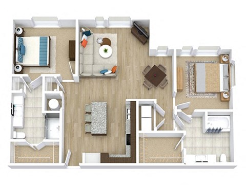 2 bed 2 bath Encore Floor Plan at Ascend Apollo Apartments, Largo, Maryland