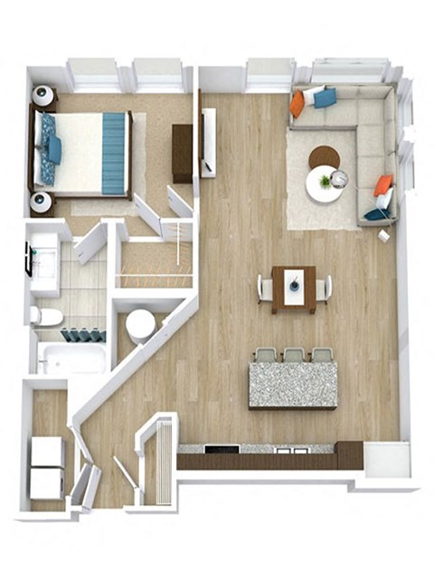 1 bed 1 bath Fremont Floor Plan at Ascend Apollo Apartments, Maryland 20774