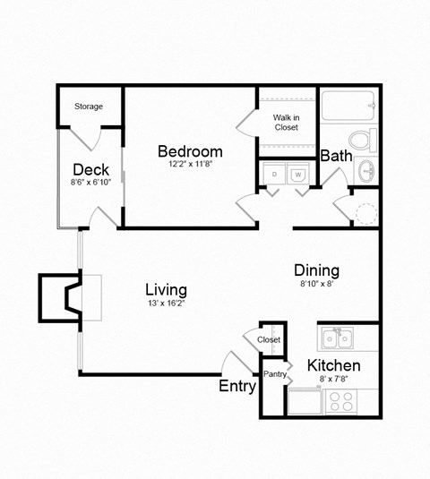 a floor plan of a bedroom apartment at Hamilton at Kings Place, Columbia, 21046