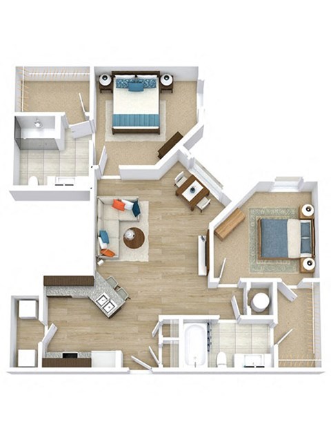 2 bed 2 bath Linq Floor Plan at Ascend Apollo Apartments, Maryland