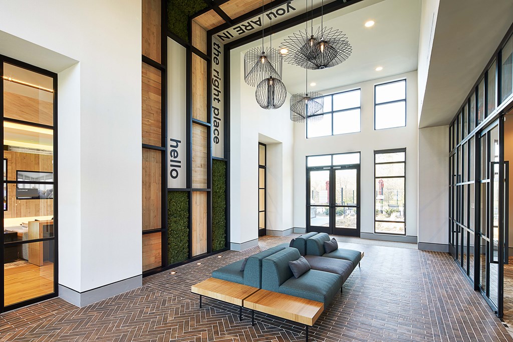 Clubhouse lounge with coffee bar and dining spaces