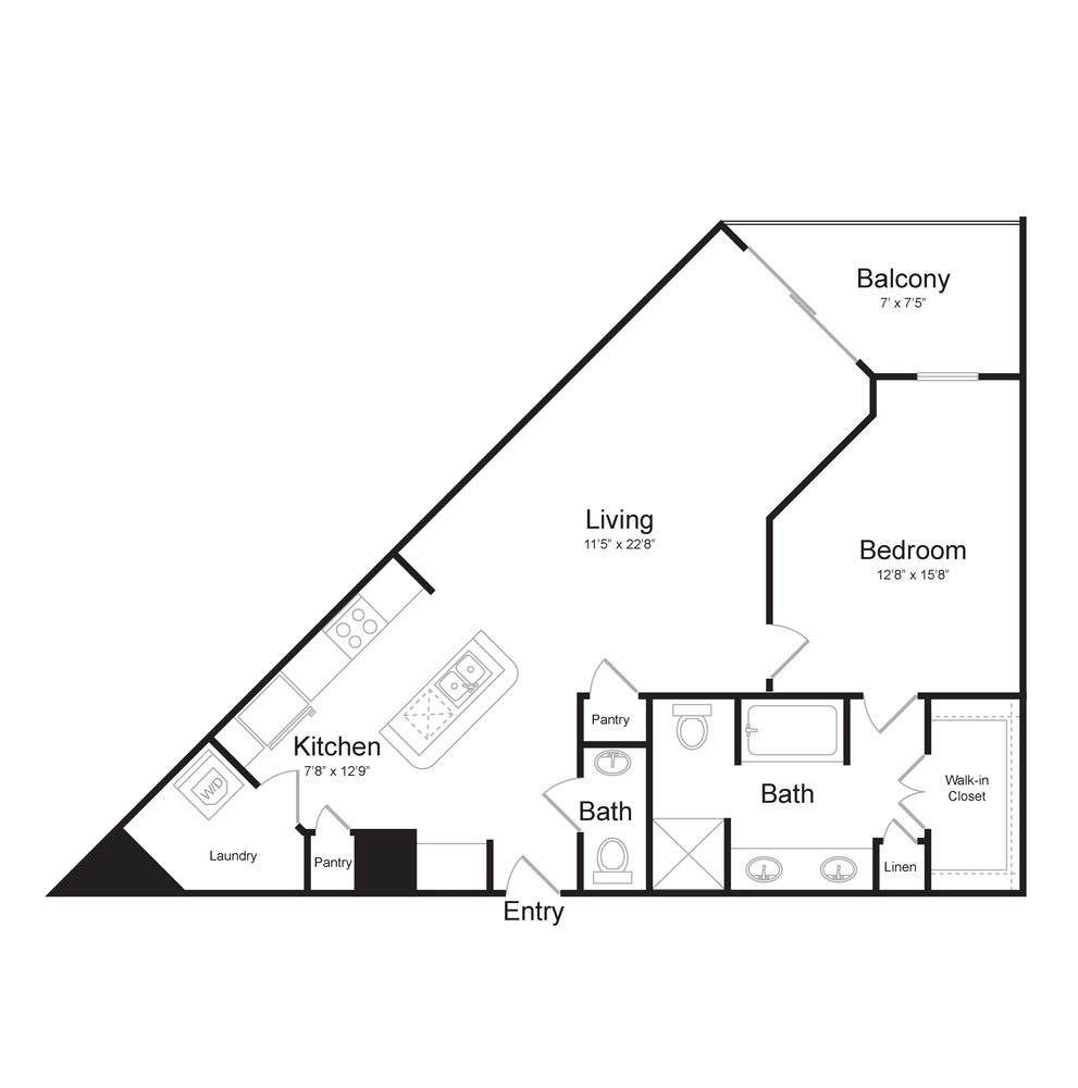 One Bedroom Floorplan at Midtown at Camp Springs, Maryland, 20746