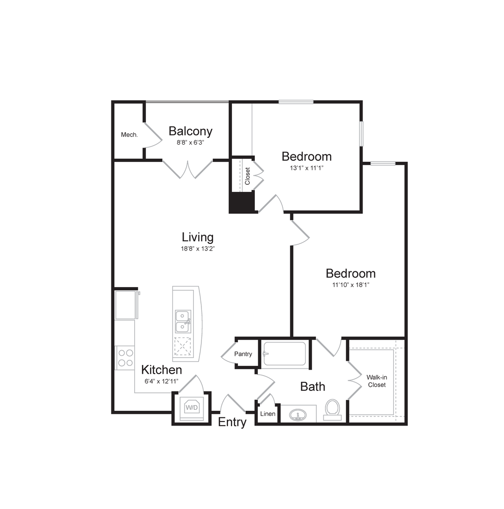 2 Bed Floorplan at Midtown at Camp Springs, Camp Springs, MD