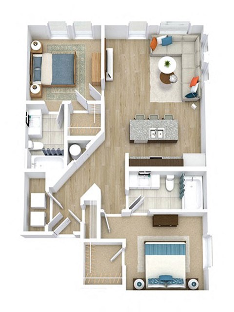 2 bed 2 bath Mirage Floor Plan at Ascend Apollo Apartments, Largo, MD