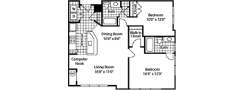 A black and white image of a floor plan for a house.