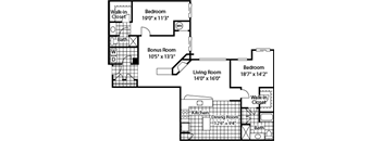 A black and white image of a house floor plan.