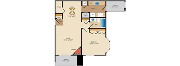 A1 Floor Plan at Poplar Glen Apartments, Columbia, Maryland.