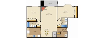 B2R Floor Plan at Poplar Glen Apartments, Columbia, MD.