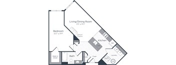 a floor plan of a living dining room and a bedroom