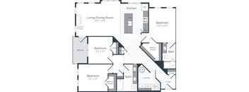 a floor plan of a living room and a kitchen