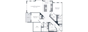 a floor plan of a living room and a kitchen